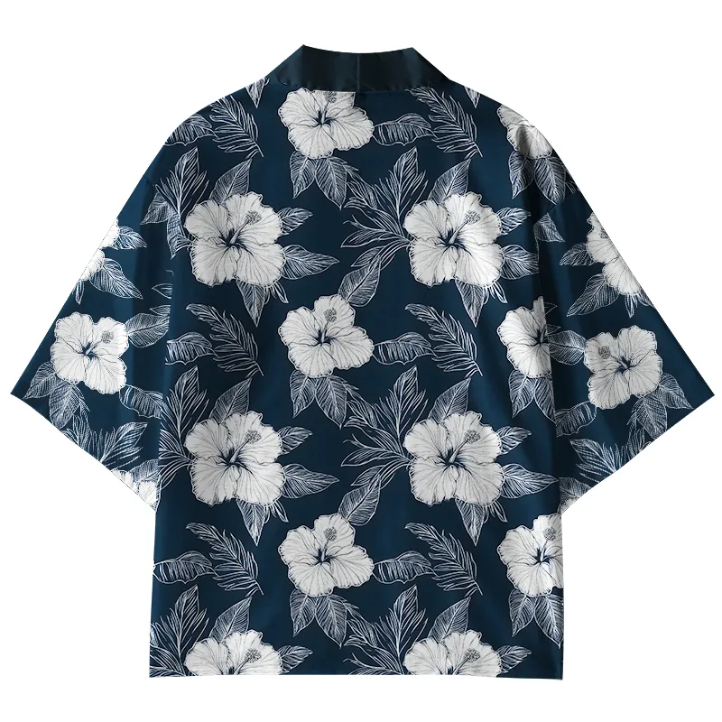 Tokyo-Tiger Floral Leaf Silhouette Kimono Cardigan