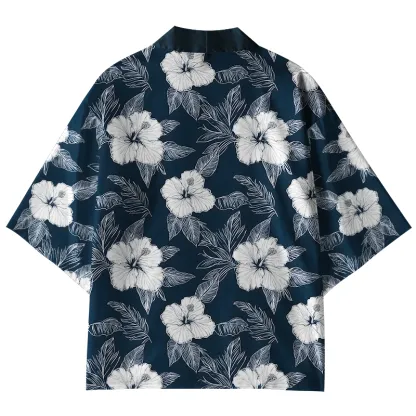 Tokyo-Tiger Floral Leaf Silhouette Kimono Cardigan