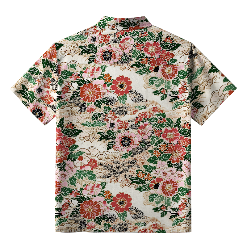 Tokyo-Tiger Floral Splendor Button-up Shirt