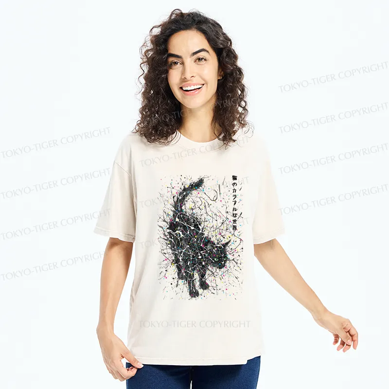 Tokyo-Tiger In the Spectrum of Cats Washed T-Shirt