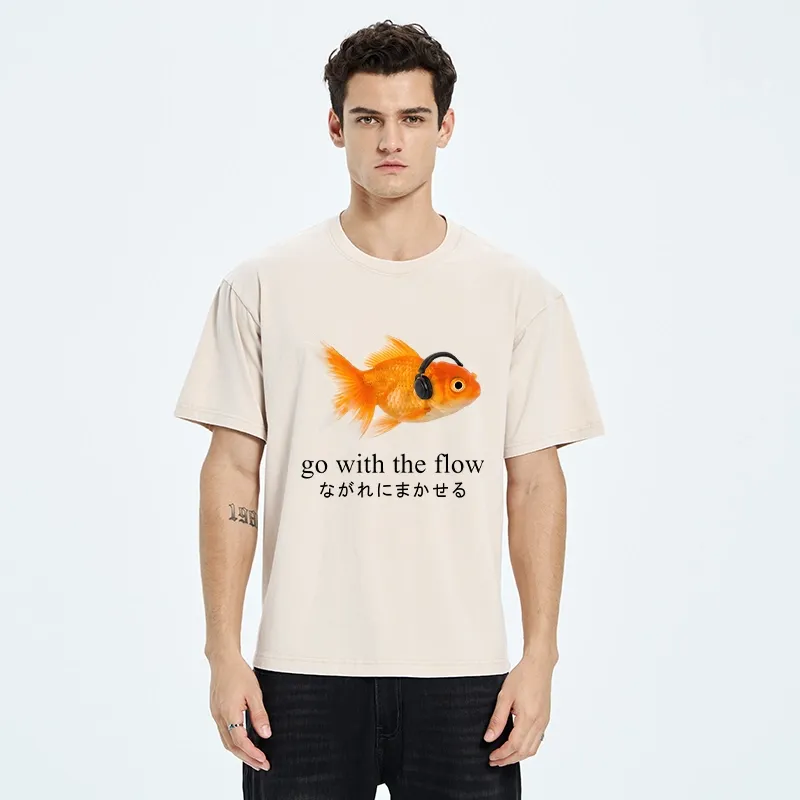 Tokyo-Tiger Goldfish Listening To Music Washed T-Shirt