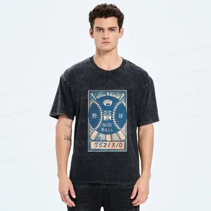 Tokyo-Tiger Retro Baseball Washed T-Shirt