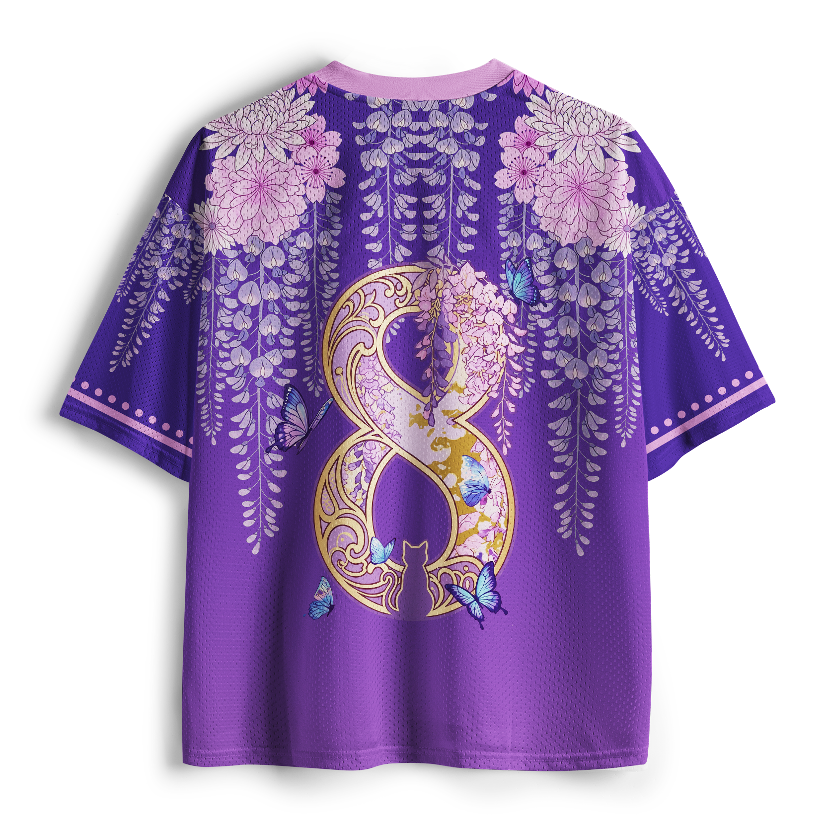 Tokyo-Tiger Wisteria Dream: Midnight Cat Mesh Jersey
