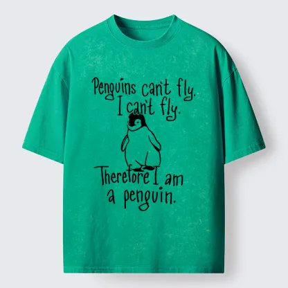 Tokyo-Tiger Silly Penguin Logic Meme Washed T-Shirt