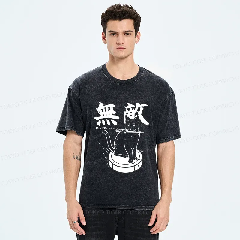Tokyo-Tiger Invincible Cat Washed T-Shirt