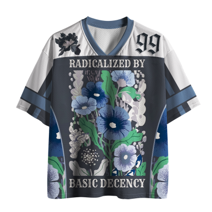 Tokyo-Tiger Radicalized By Basic Decency Blue Floral Mesh Jersey