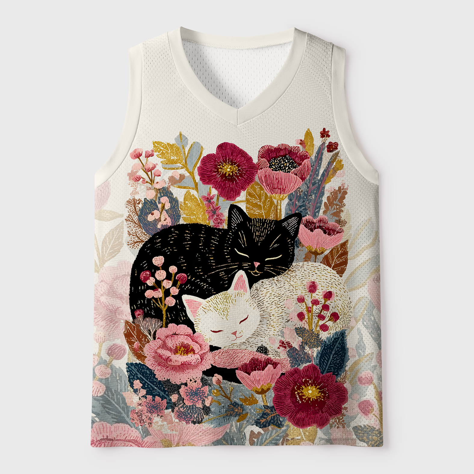 Tokyo-Tiger Botanical Dreamscape Cat Mesh Tank Top