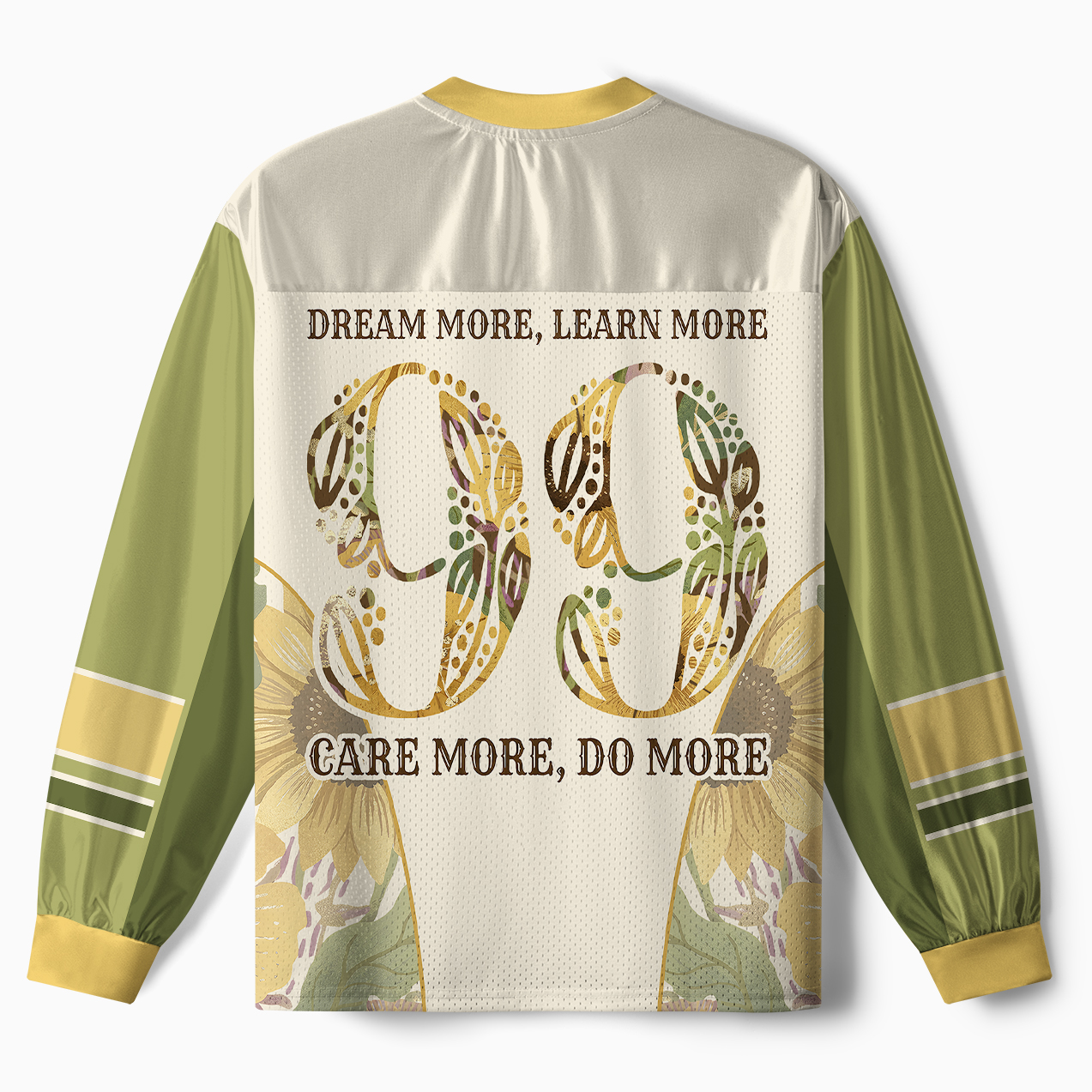 Tokyo-Tiger Vintage Sunflower Inspirational Quote Paneled Long Sleeve Jersey