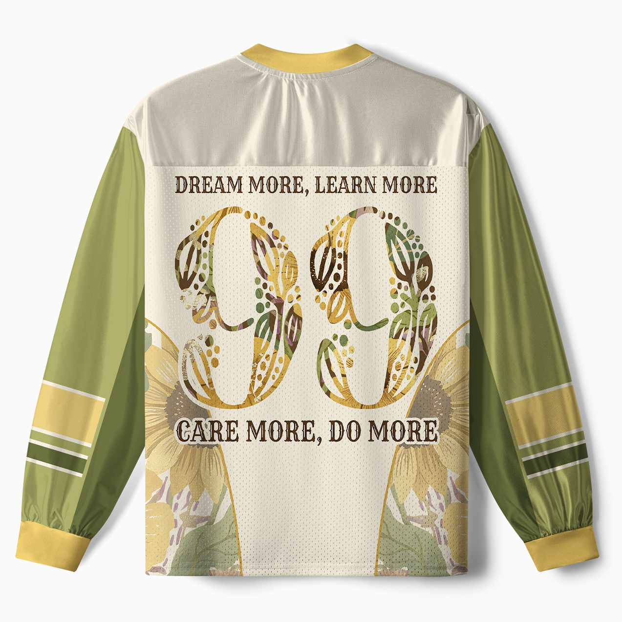 Tokyo-Tiger Vintage Sunflower Inspirational Quote Paneled Long Sleeve Jersey