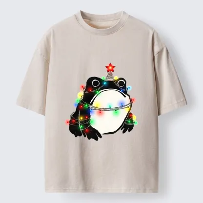 Tokyo-Tiger Christmas Lights Frog Washed T-Shirt