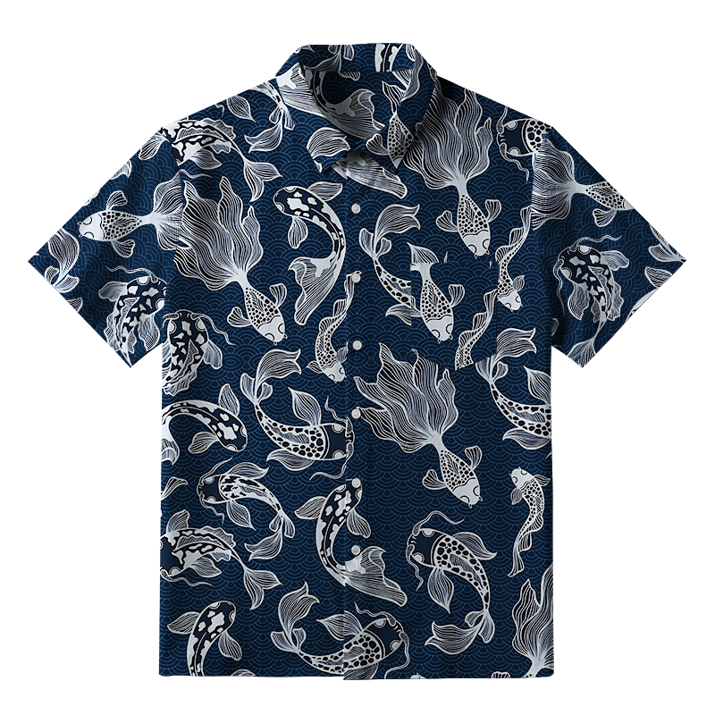 Tokyo-Tiger Japanese Koi Button-up Shirt