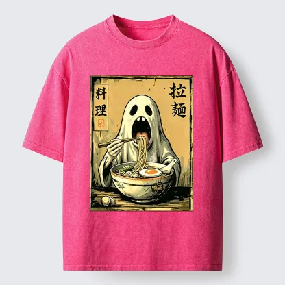 Tokyo‑Tiger Ghost Ramen Meme Washed T‑Shirt