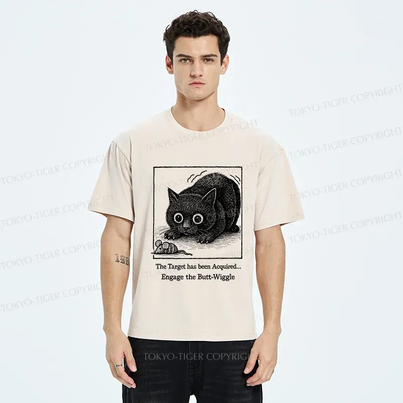 Tokyo-Tiger Swinging Cat Washed T-Shirt