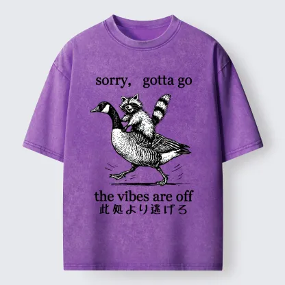 Tokyo‑Tiger Raccoon Goose Escape Washed T-Shirt