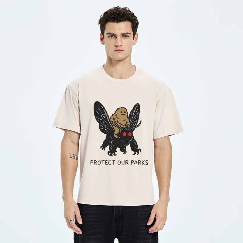 Tokyo-Tiger Bigfoot Ride Moth Protect Parks Washed T-Shirt