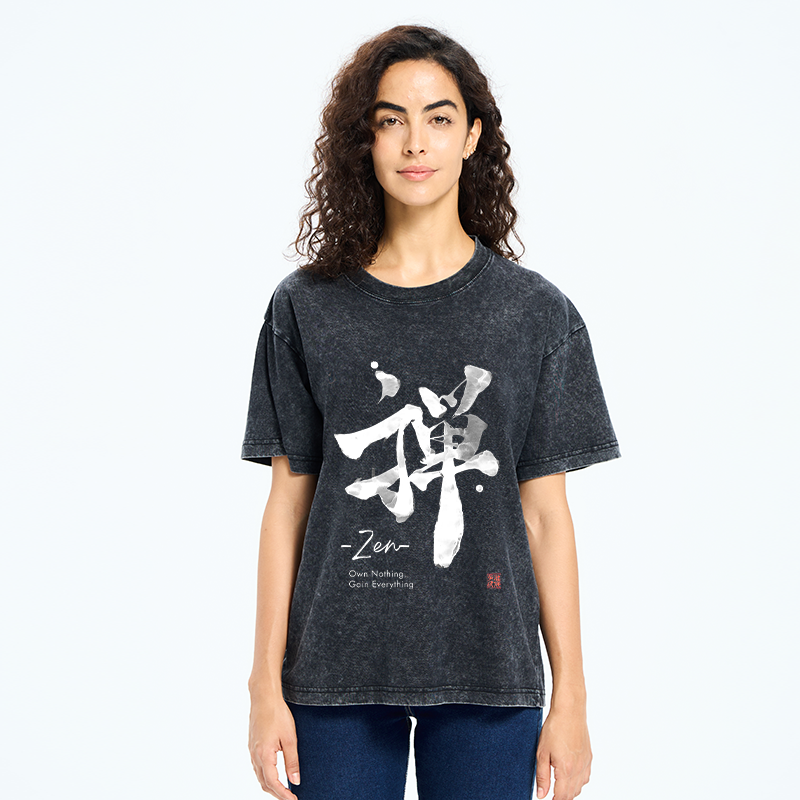 Tokyo-Tiger Zen Texts Washed T-Shirt