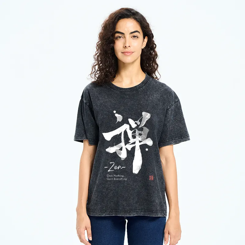 Tokyo-Tiger Zen Texts Washed T-Shirt