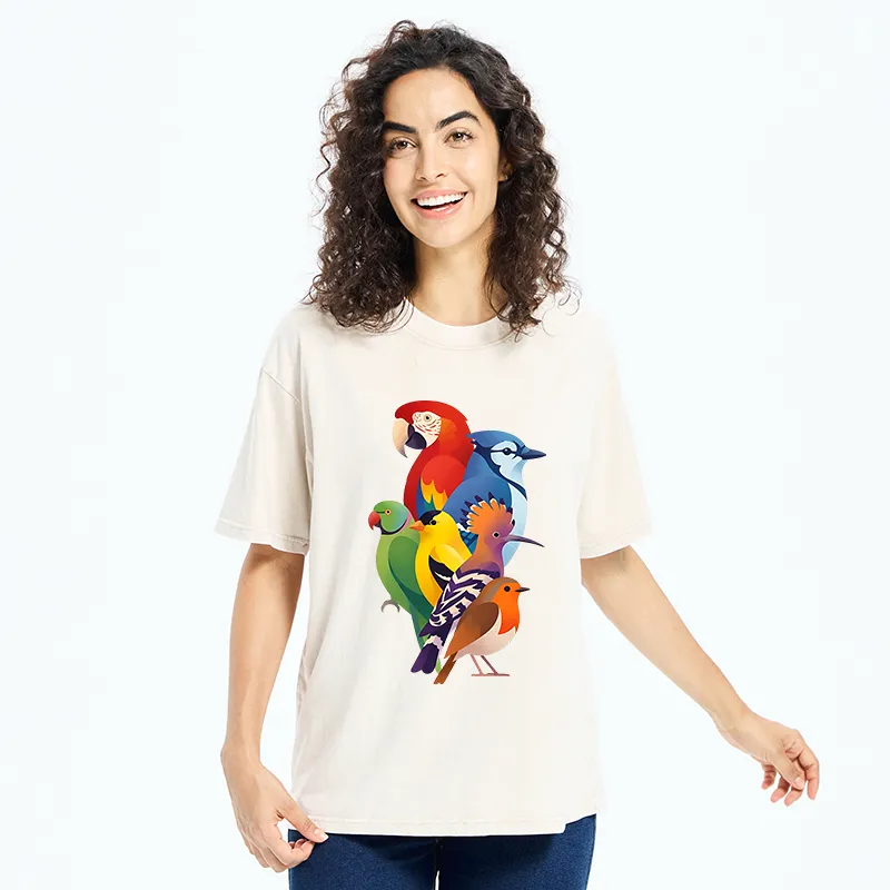 Tokyo-Tiger Colorful Bird Washed T-Shirt