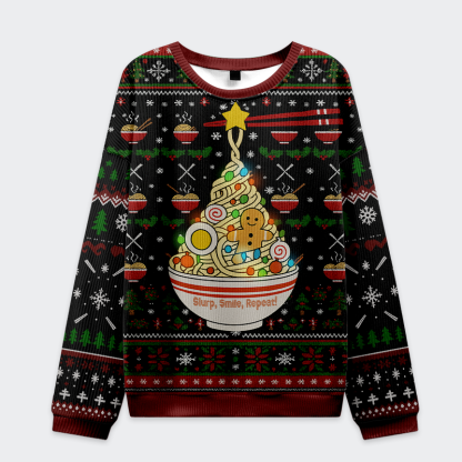 Tokyo-Tiger Noodles & Cheer Holiday Christmas Ugly Sweatshirt