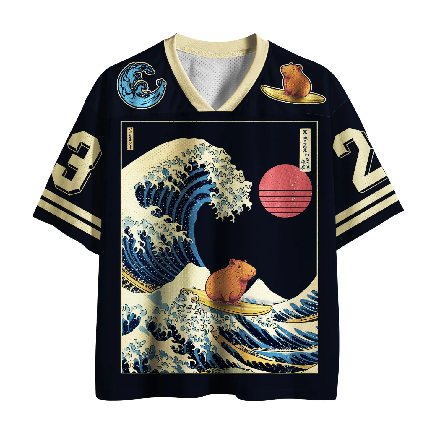 Tokyo-Tiger "Stay Chill"Capybara Ukiyoe Mesh Jersey
