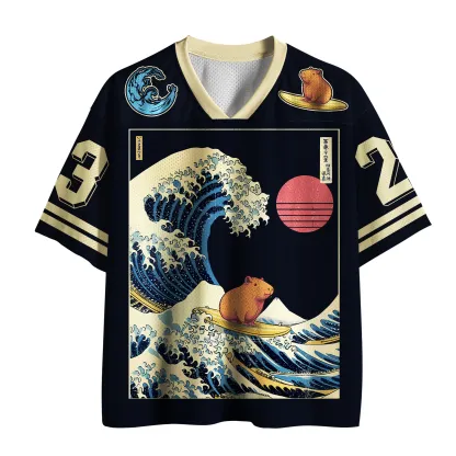 Tokyo-Tiger "Stay Chill"Capybara Ukiyoe Mesh Jersey