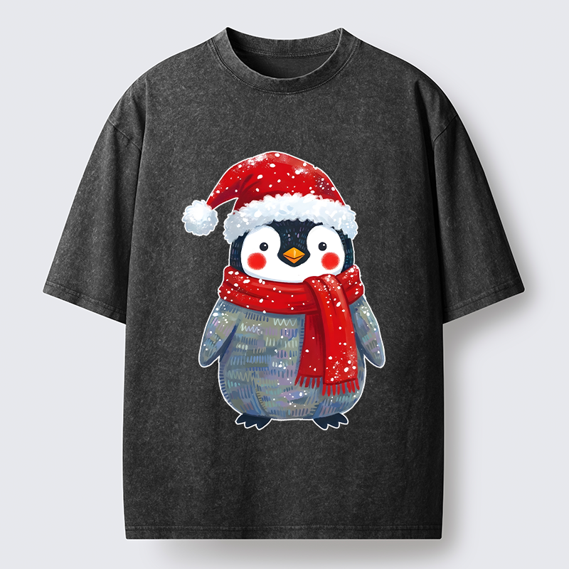 Tokyo-Tiger Cute Christmas Penguin Meme Washed T-Shirt