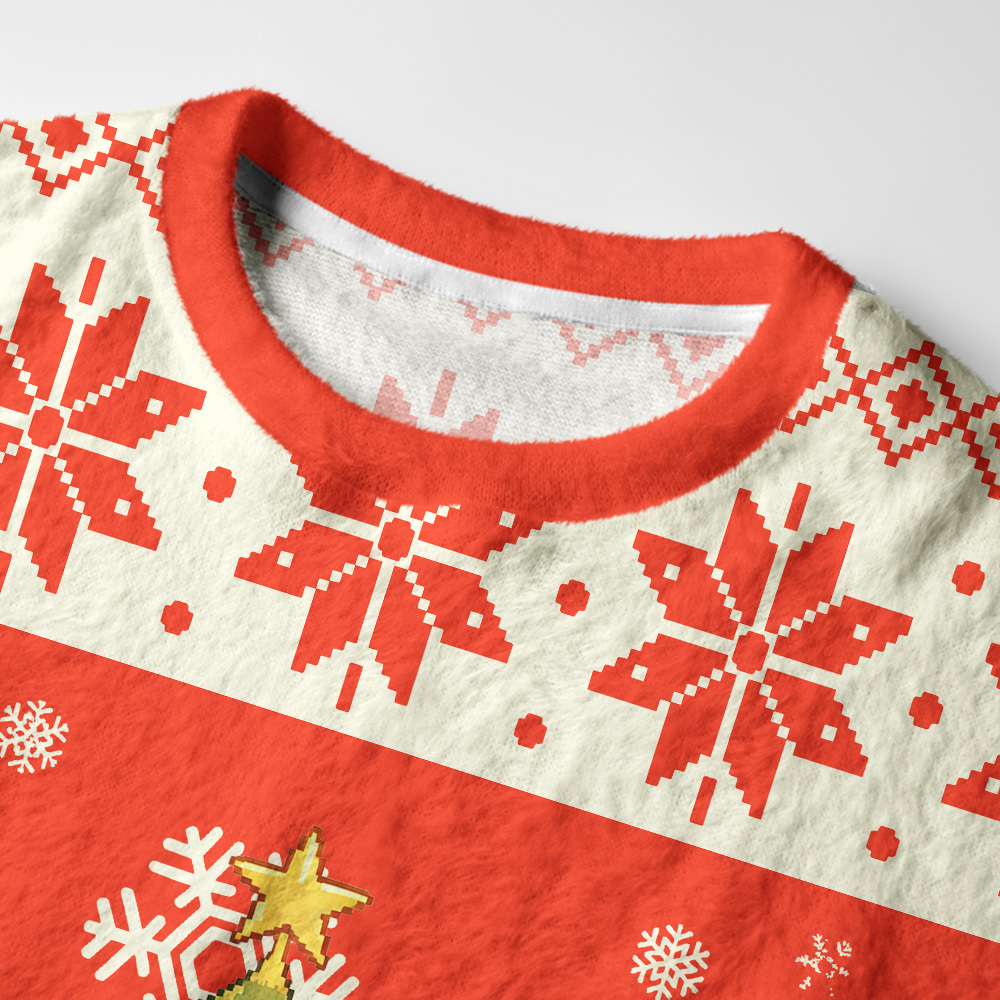 Tokyo-Tiger Kittens Decorating Tree Fuzzy Christmas Ugly Sweatshirt