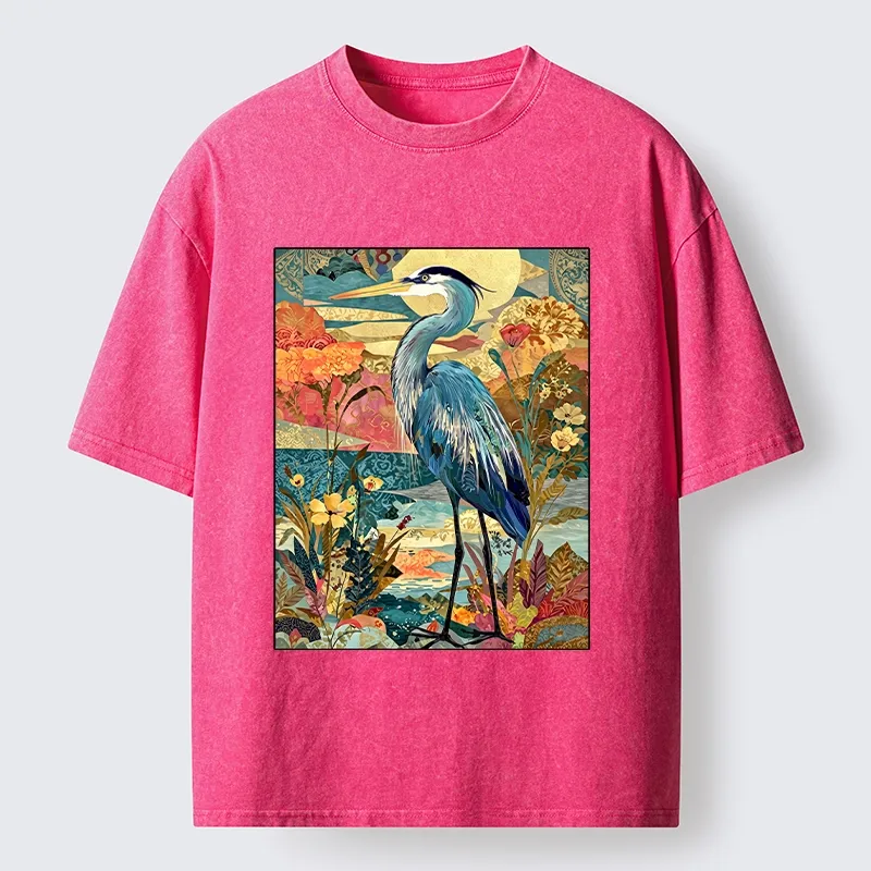 Tokyo‑Tiger Heron Wild Bloom Washed T‑Shirt