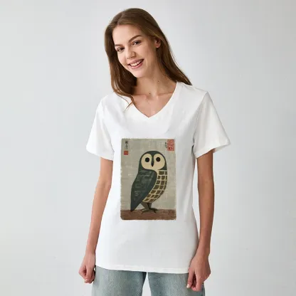 Tokyo-Tiger Traditional Owl In Japanese Art V-Neck Classic T-Shirt