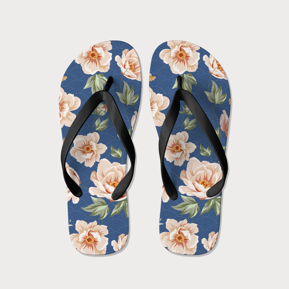 Tokyo-Tiger Flowers In The Waves Flip Flops
