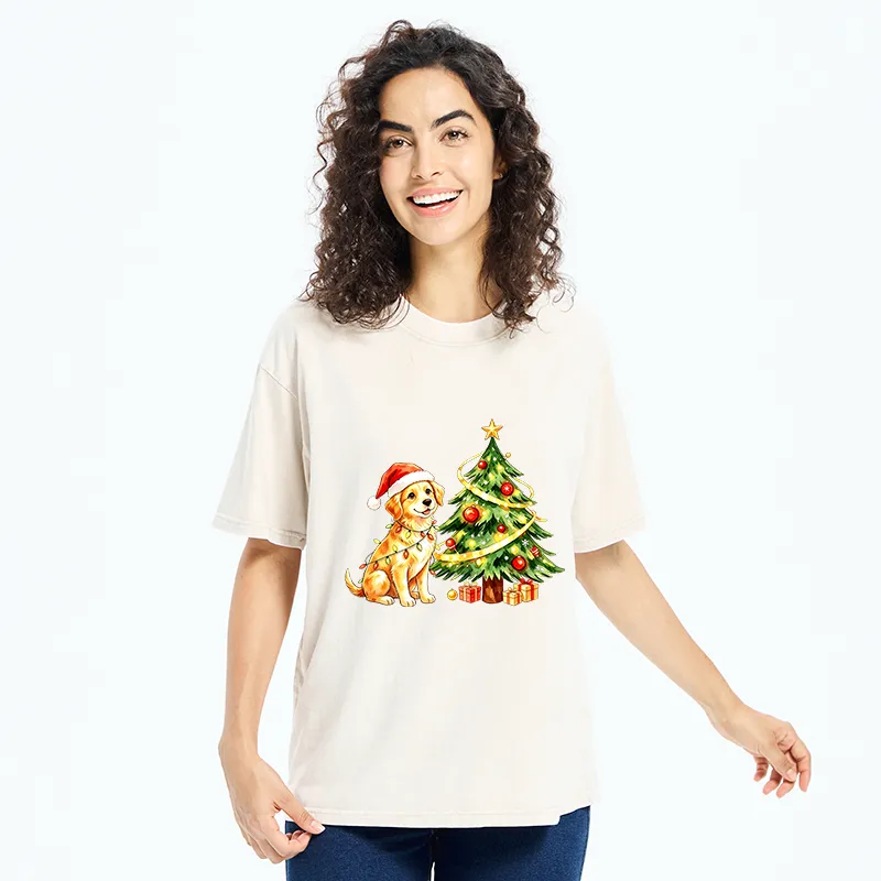Tokyo‑Tiger Christmas Dog Vibe Washed T‑Shirt