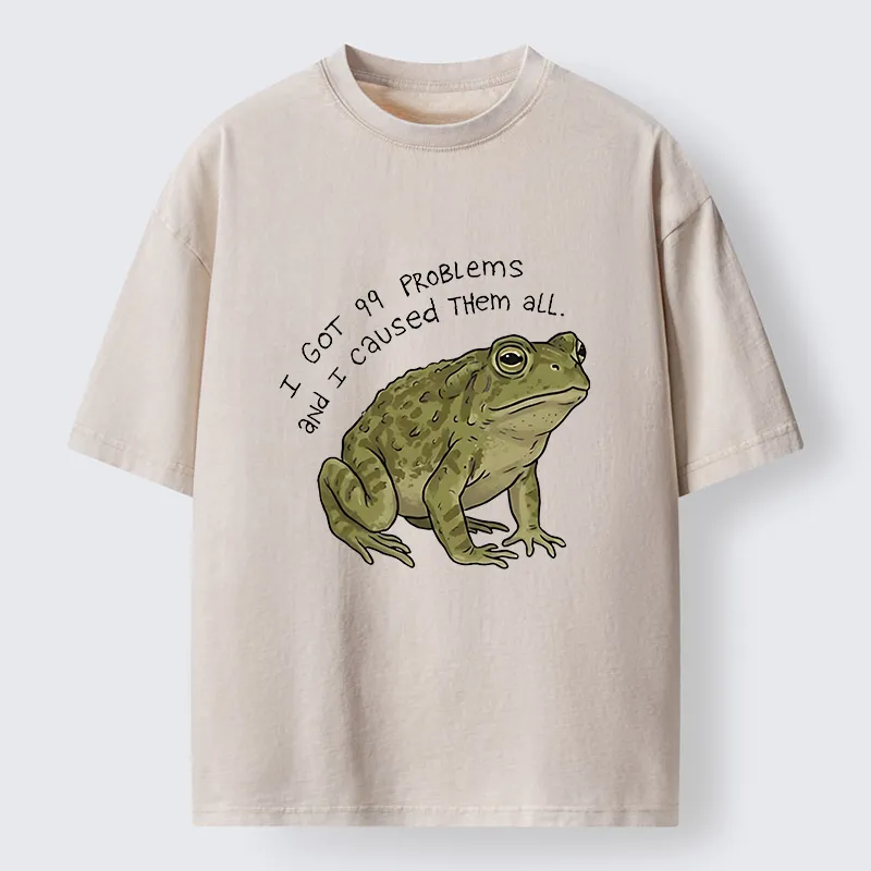 Tokyo‑Tiger Mischievous Frog Funny Washed T-Shirt