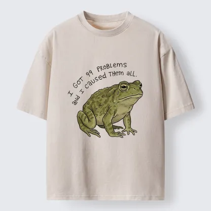 Tokyo‑Tiger Mischievous Frog Funny Washed T-Shirt