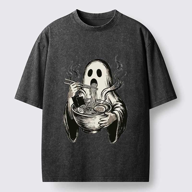 Tokyo‑Tiger Funny Ghost Ramen Washed T‑Shirt