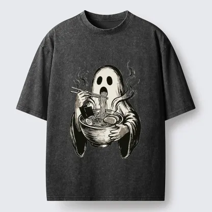 Tokyo‑Tiger Funny Ghost Ramen Washed T‑Shirt