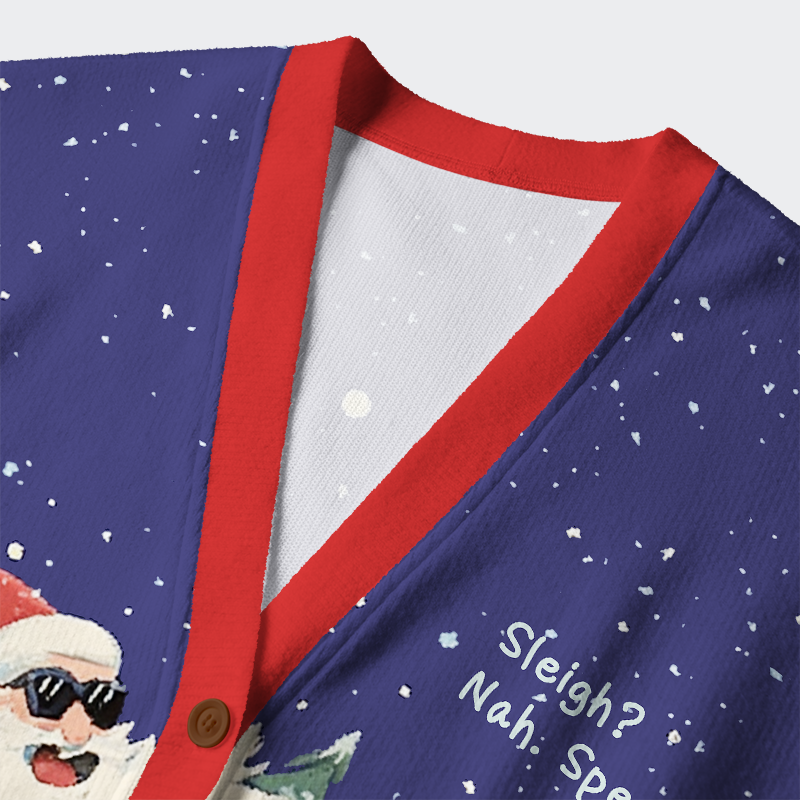 Tokyo-Tiger Santa’s High-Speed Holiday Ugly Cardigan Sweater