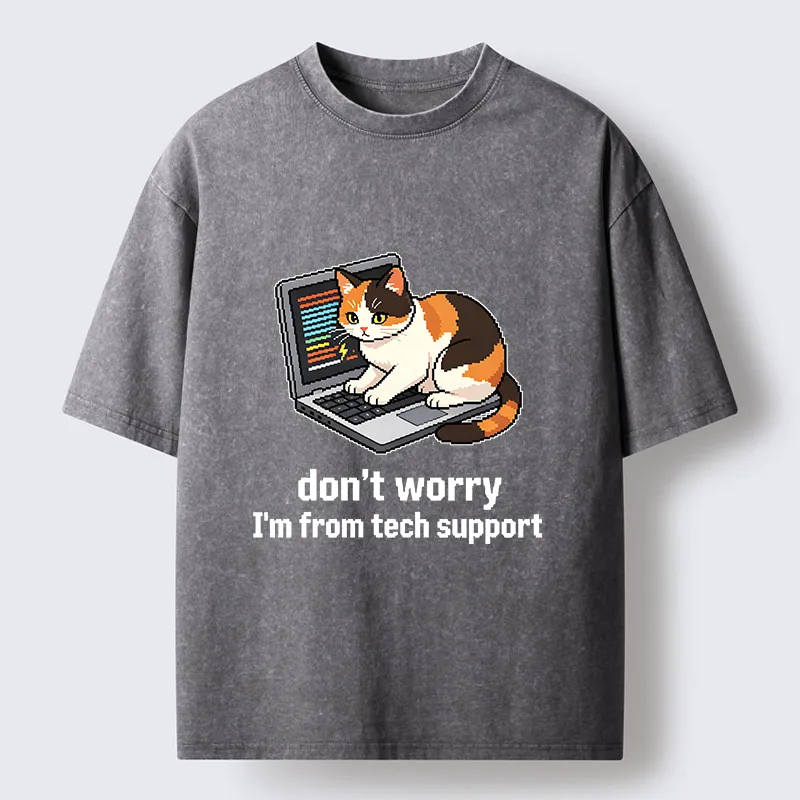 Tokyo‑Tiger Funny Tech Cat Meme Washed T‑Shirt