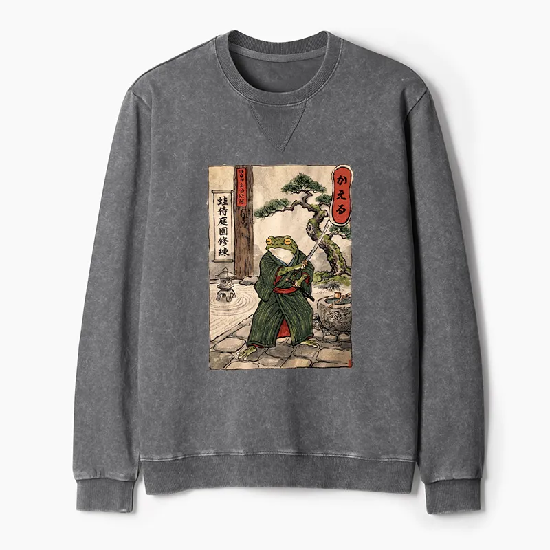 Tokyo-Tiger Samurai Frog Training Washed Terry Sweatshirt