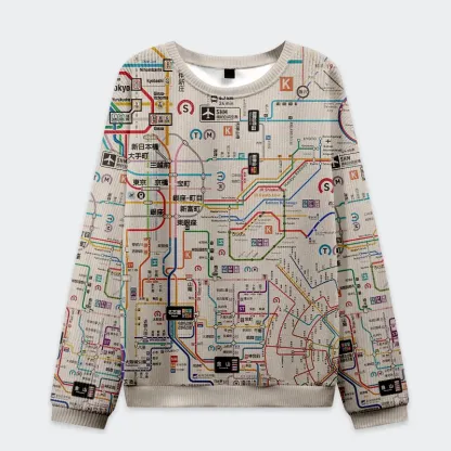 Tokyo-Tiger Tokyo Subway Map Christmas Ugly Sweatshirt
