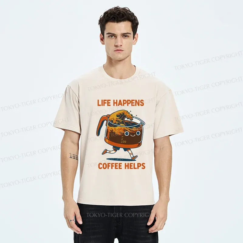 Tokyo-Tiger Interesting Coffee Washed T-Shirt