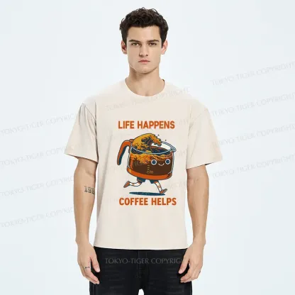 Tokyo-Tiger Interesting Coffee Washed T-Shirt