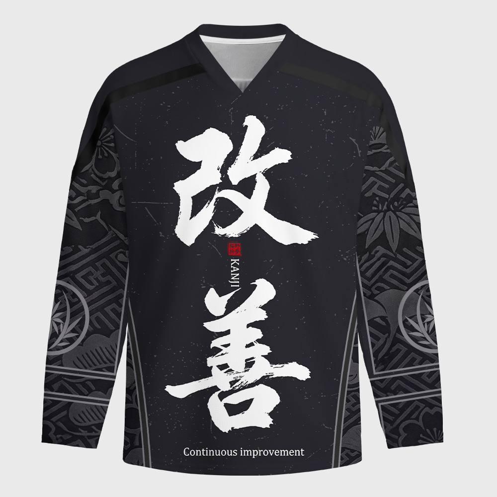 Tokyo-Tiger Continuous Improvement Kanji Long-Sleeve Hockey Jersey