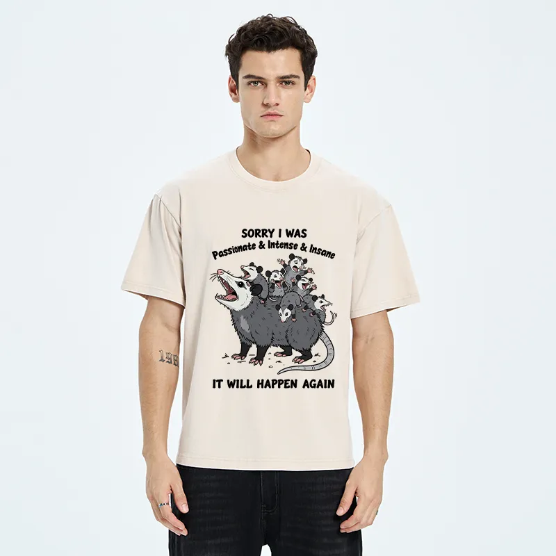 Tokyo-Tiger Crazy Opossum Crew Meme Washed T-Shirt
