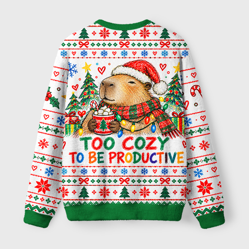 Tokyo-Tiger Capybara Cozy Vibe Fuzzy Christmas Ugly Sweatshirt