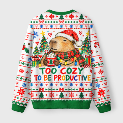 Tokyo-Tiger Capybara Cozy Vibe Fuzzy Christmas Ugly Sweatshirt