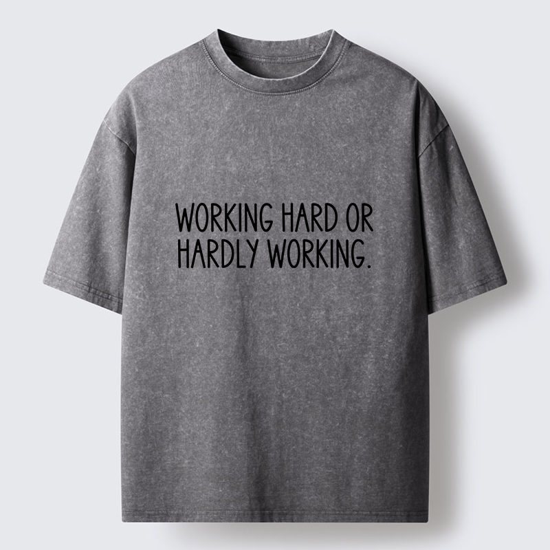 Tokyo-Tiger Hard Work Pun Text Washed T-Shirt