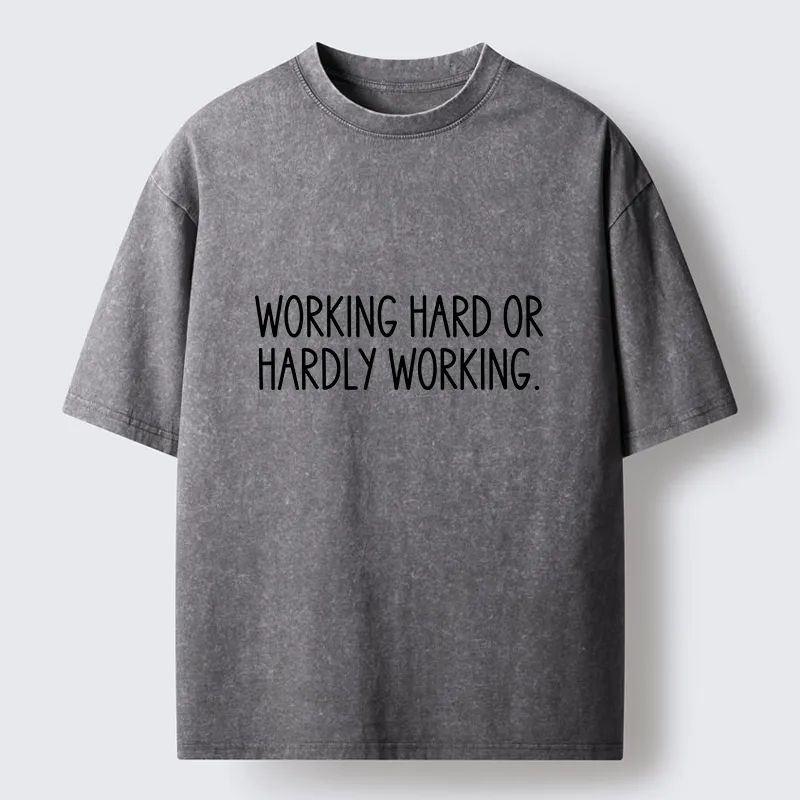 Tokyo-Tiger Hard Work Pun Text Washed T-Shirt
