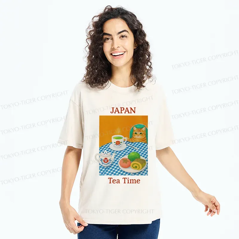 Tokyo-Tiger Japanese Afternoon Tea Washed T-Shirt