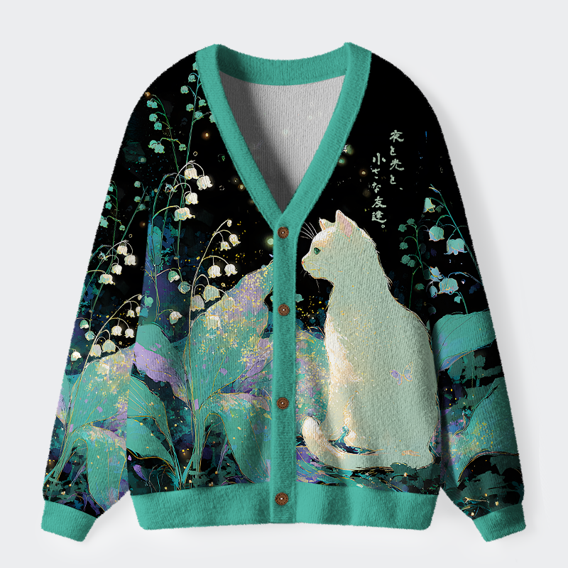 Tokyo-Tiger Night, Light, and a Little Friend Ugly Cardigan Sweater