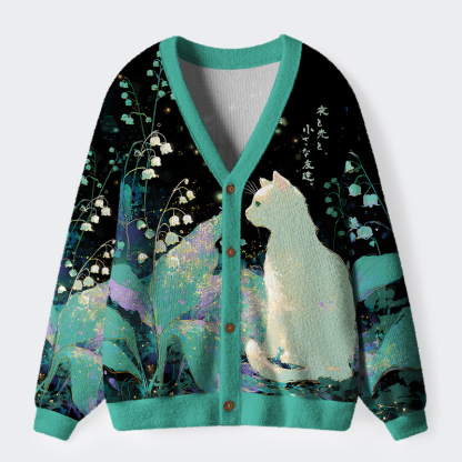 Tokyo-Tiger Night, Light, and a Little Friend Ugly Cardigan Sweater